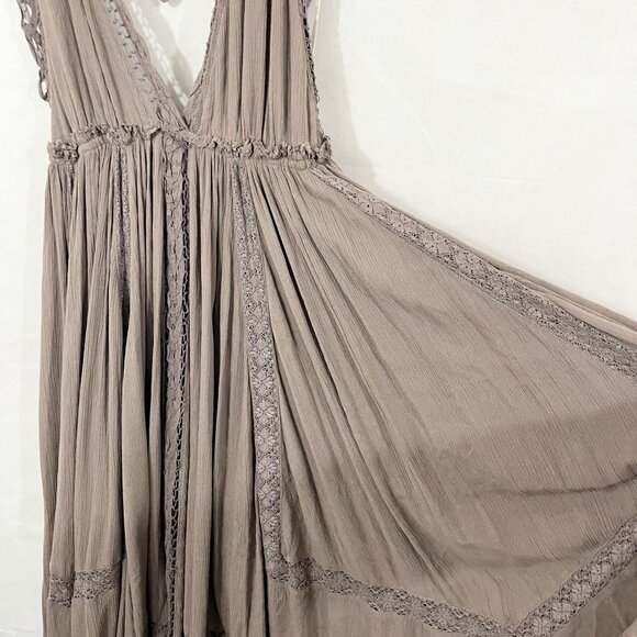 Free People Endless Summer Norina Maxi Dress Taupe Brown Halter Open Back SMALL - Picture 4 of 7